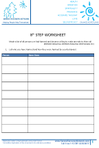 8th Step Worksheet